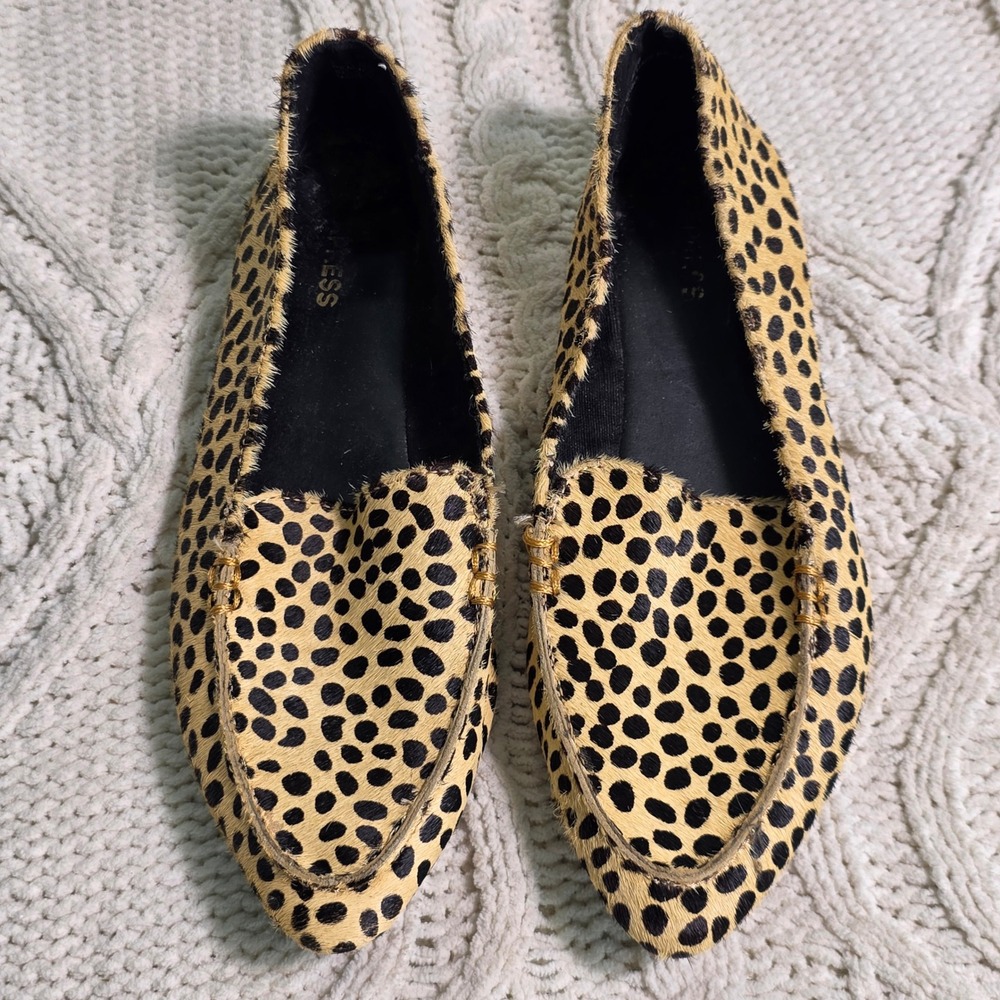 Express Calf Hair Leopard Print Pointed Toe Loafers Women 7 Excellent